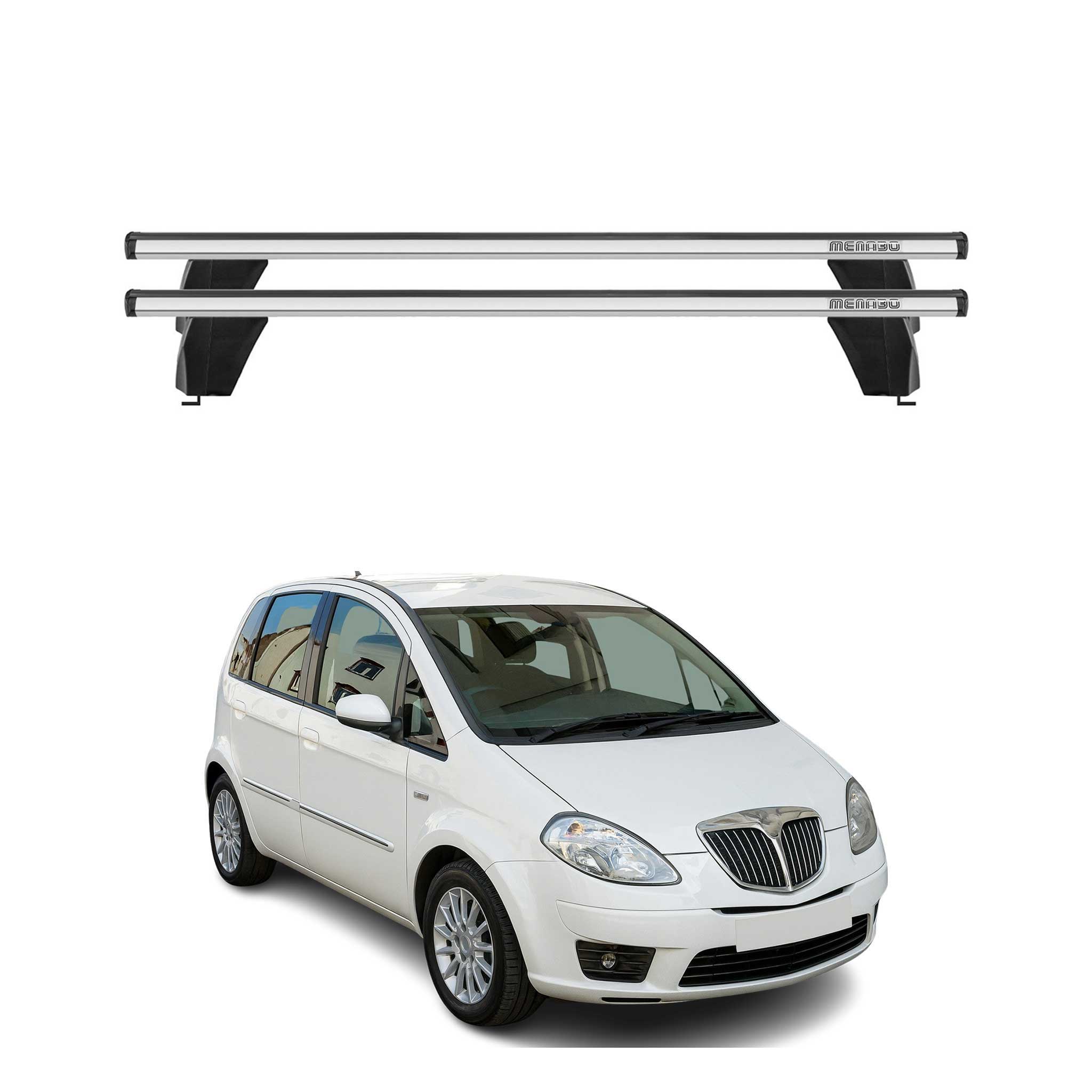 Menabo Barres de toit Transversales pour Lancia Musa 2004-2006 Gris ABE 2x