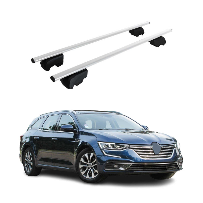 Barres de toit Transversales pour Renault Talisman 2016-2023 Fer Argent ABE