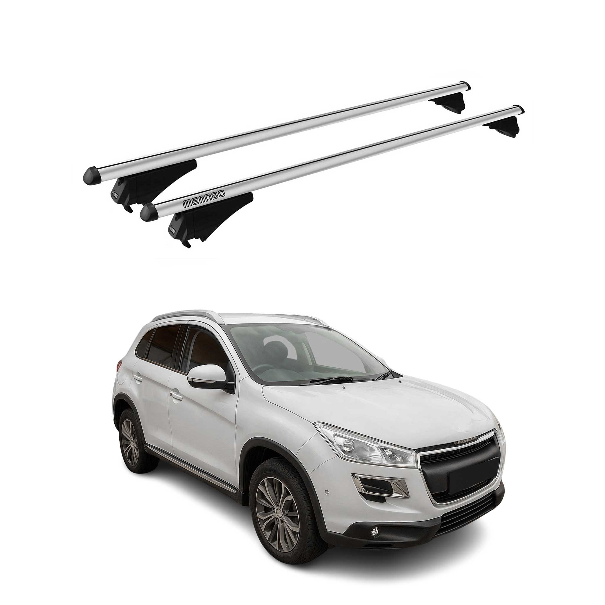 Tiger Barres de toit transversales pour Peugeot 4008 2012-2017 Aluminium Gris 2x