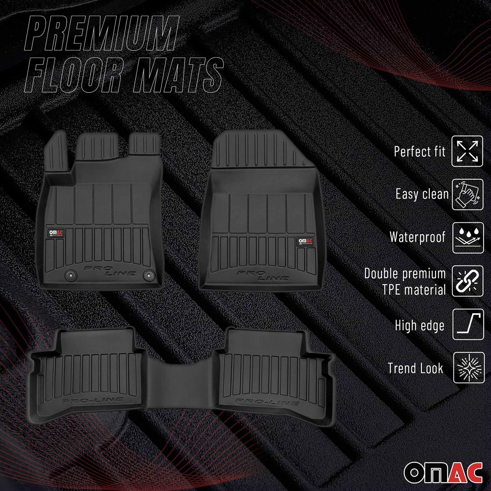 Tapis de Sol pour Kia XCeed 2019-2026 Caoutchouc Noir TPE
