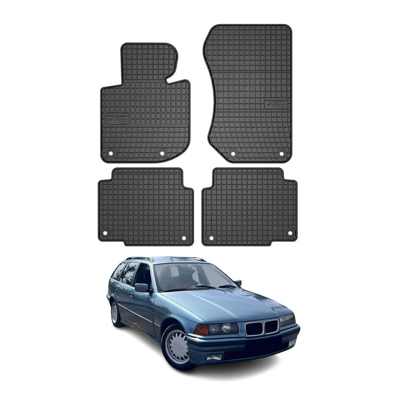 OMAC Tapis de sol pour BMW Série 3 E36 Berline Break 1990-1998 Noir caoutchouc
