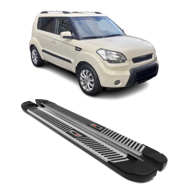Marchepieds Latéraux pédale pour Kia Soul 2008-2014 Noir Gris Aluminium 2Pcs