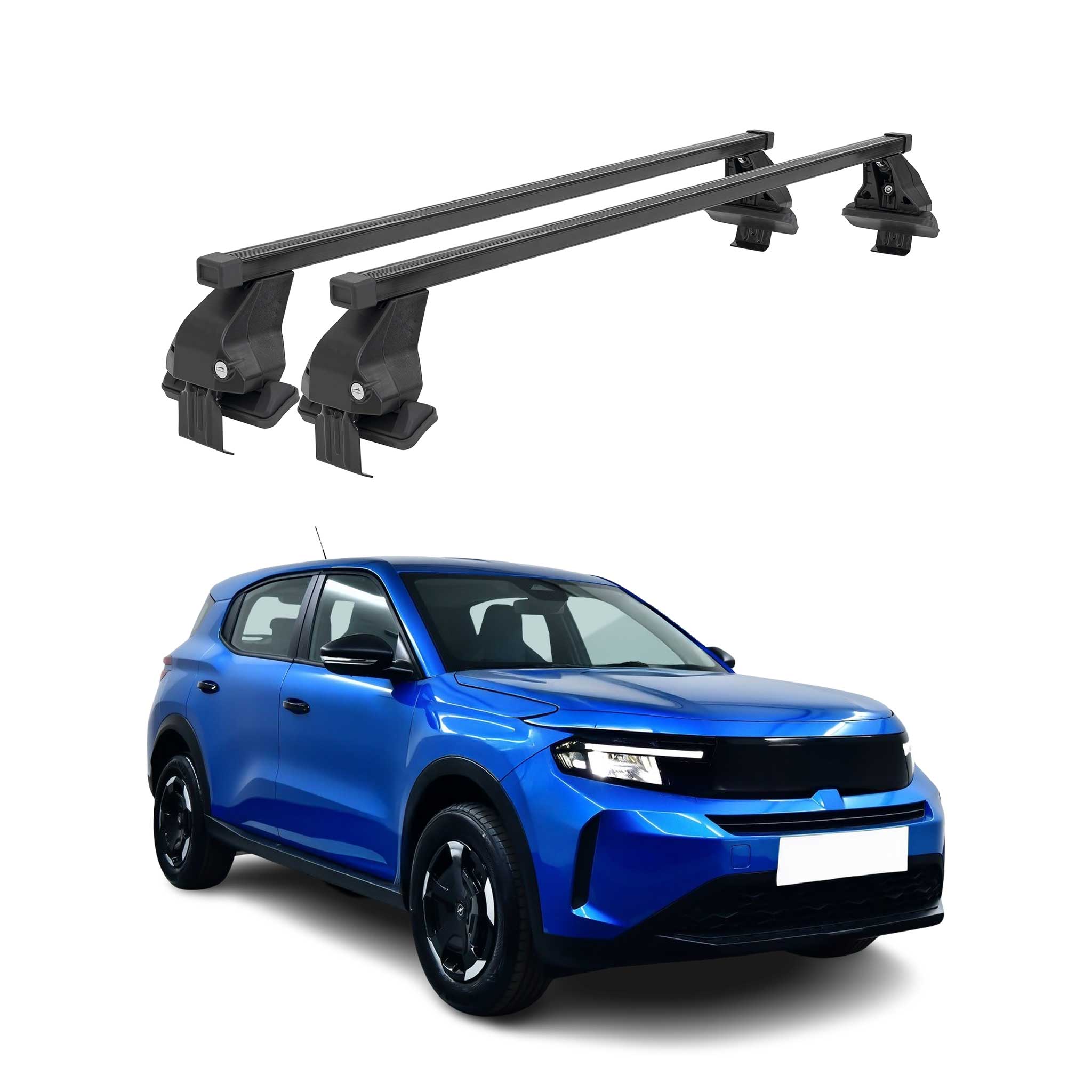Menabo Barres de toit Transversales pour Opel Frontera 2024-2026 Noir Acier 2x
