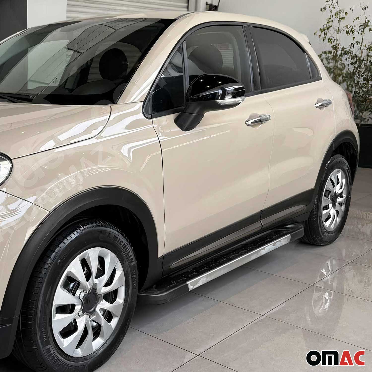 Garniture Baguette de porte latérale pour Fiat 500X 2015-2026 inox Foncé 4Pcs