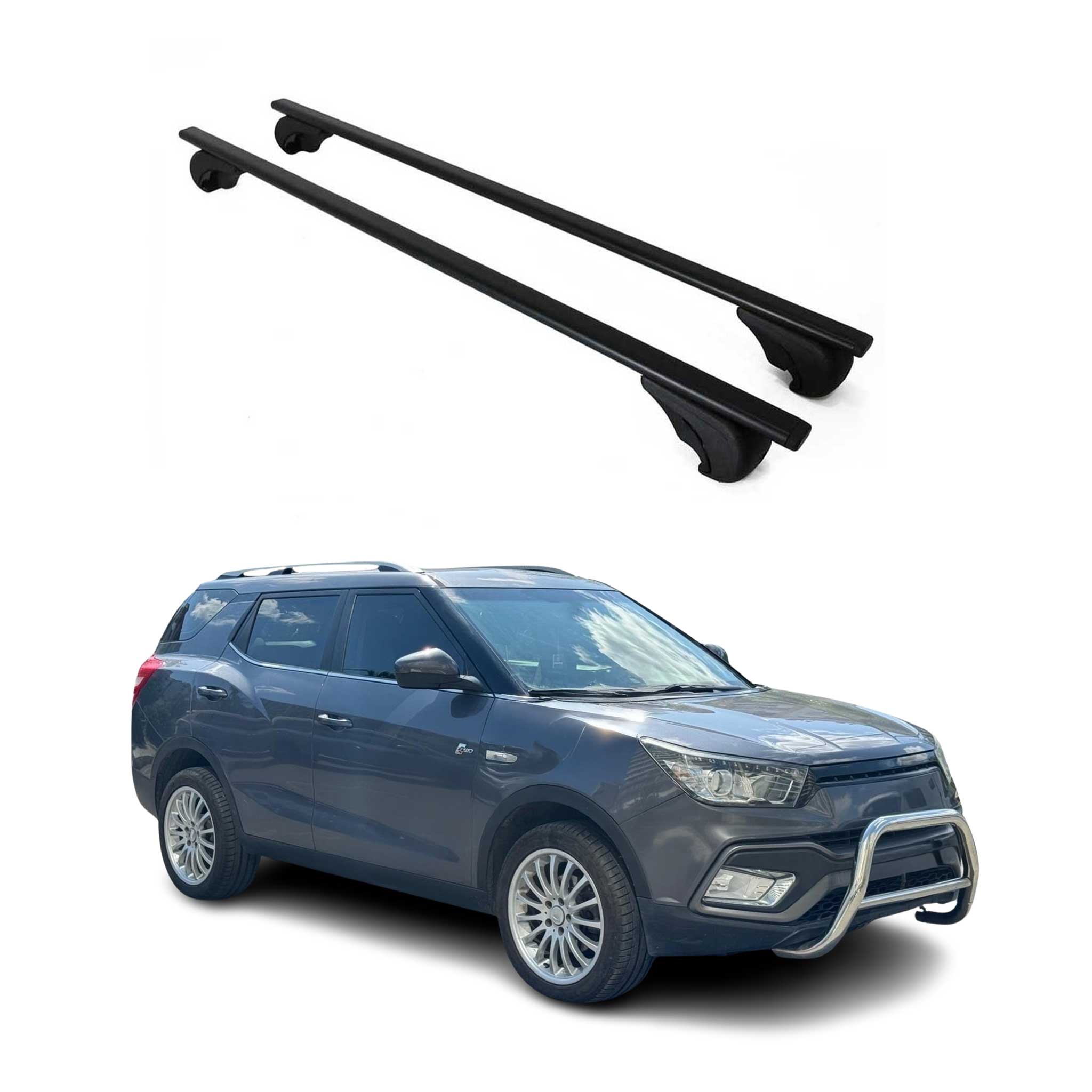 Barres de toit Transversales pour Ssangyong XLV 2016-2021 Fer Noir