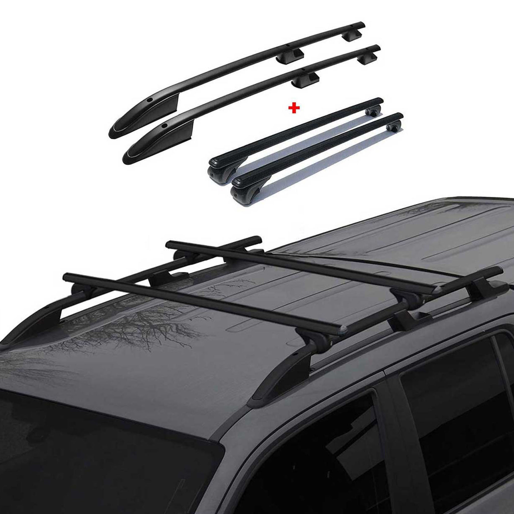 Kit Barres de toit pour Dacia Dokker 2012-2021 Noir Alu 4x