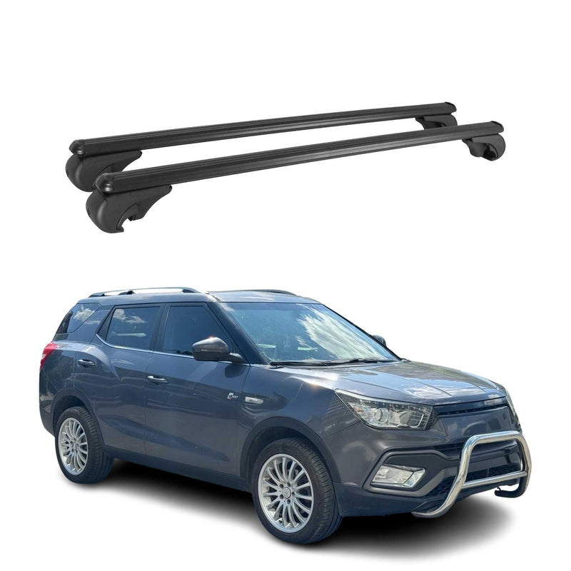 Barres de toit Transversales pour Ssangyong XLV 2016-2024 Aluminium Noir