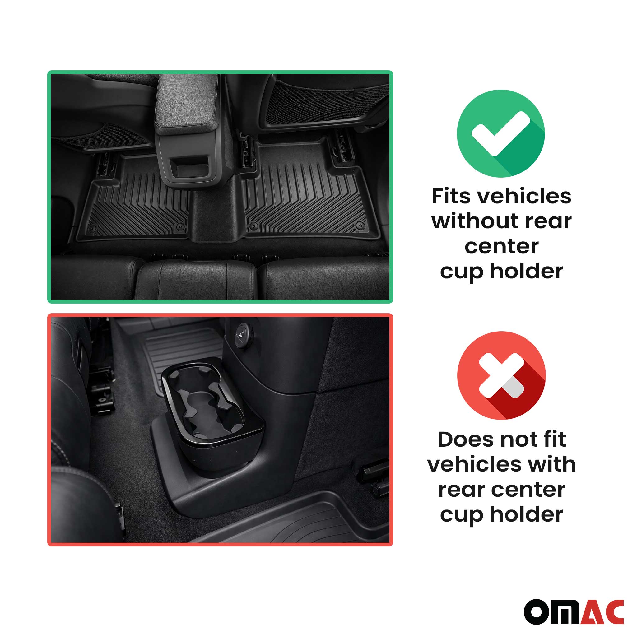 OMAC Tapis de sol pour Ford Fiesta 4porte 2008-2017 en caoutchouc Noir