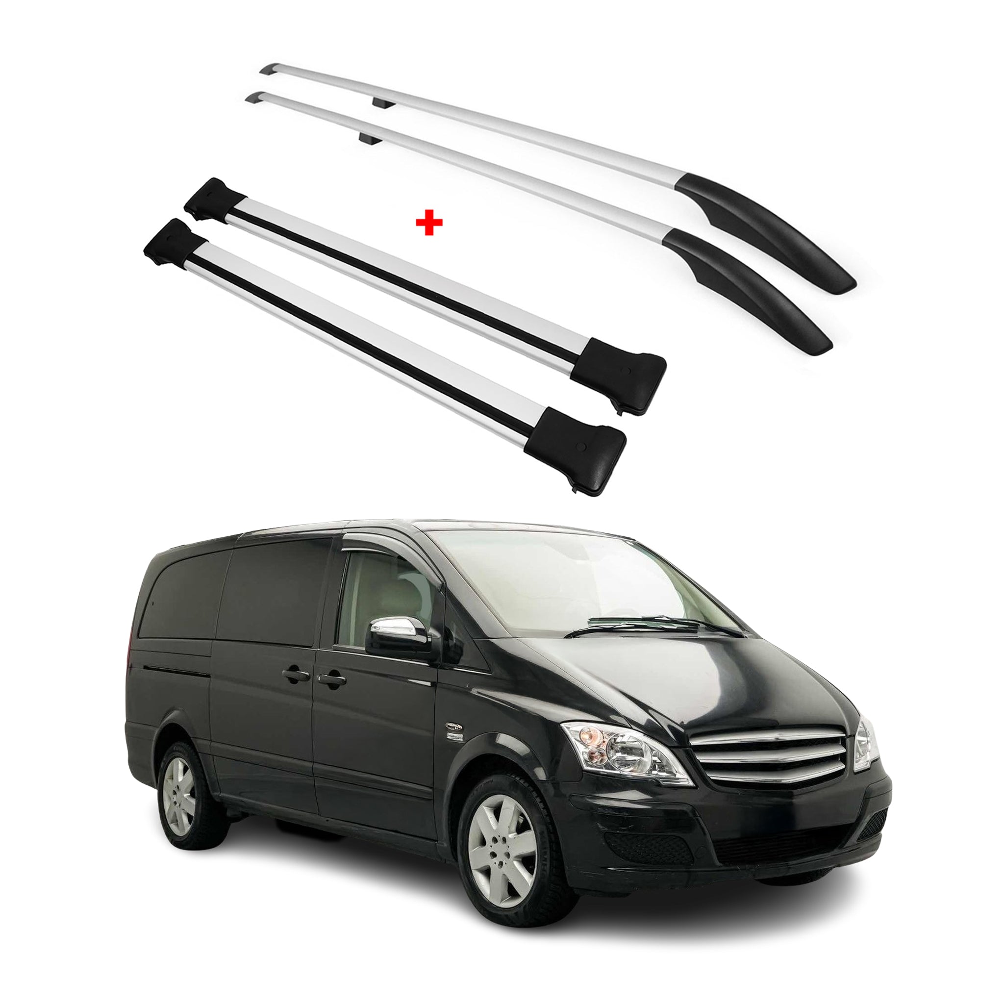 Kit Barres de toit pour Mercedes Vito W639 2003-2014 L1 Court Alu Gris 4x