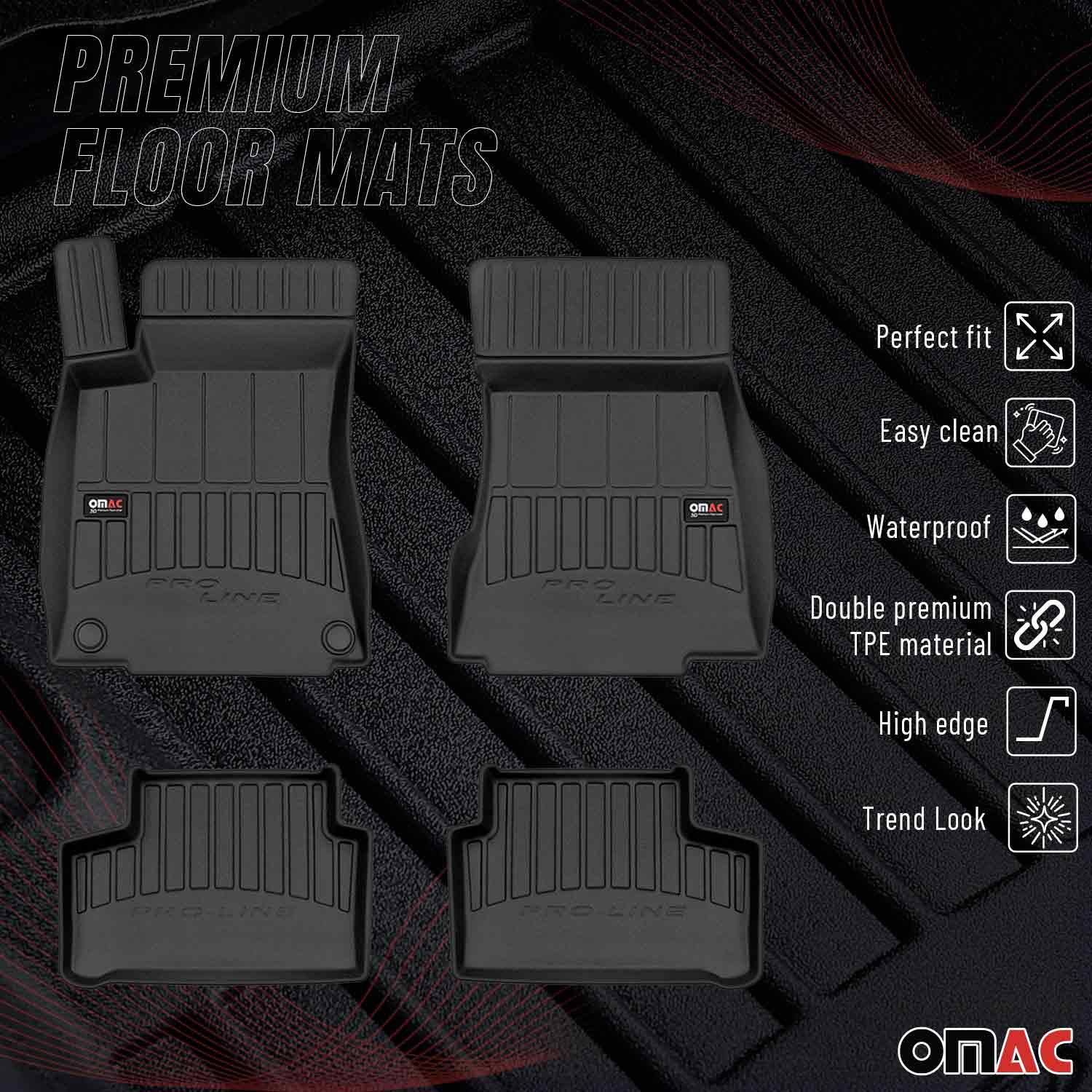 OMAC Tapis de sol en caoutchouc pour Mercedes Classe B 2019-2026 Noir Premium