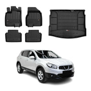 Kit Tapis de Sol et Coffre pour Nissan Qashqai J10 Tekna 2006-2014 Noir TPE
