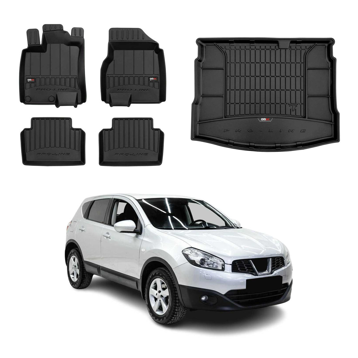 Kit Tapis de Sol et Coffre pour Nissan Qashqai J10 Tekna 2006-2014 Noir TPE