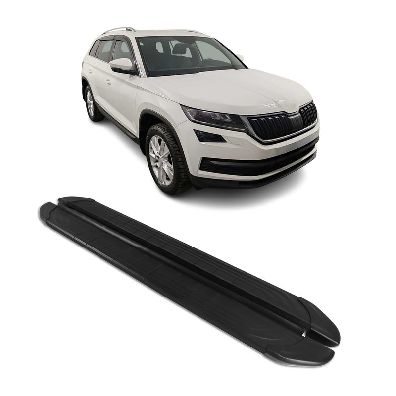 Marchepieds Latéraux pédale pour Skoda Kodiaq 2016-2024 2Pcs Aluminium Noir