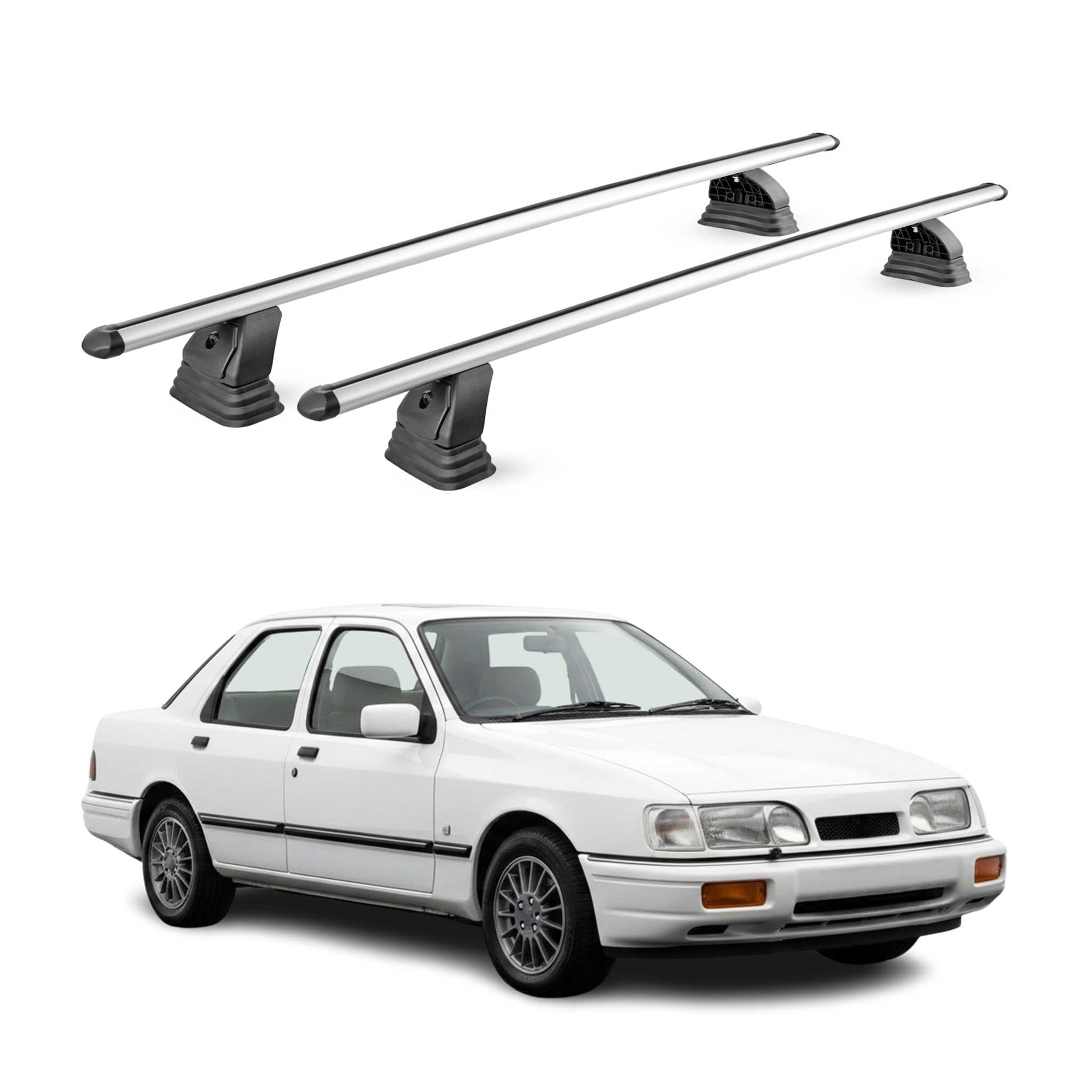 Barres de toit transversales Alu pour Ford Sierra II HB Break 1987-1993 Gris 2x