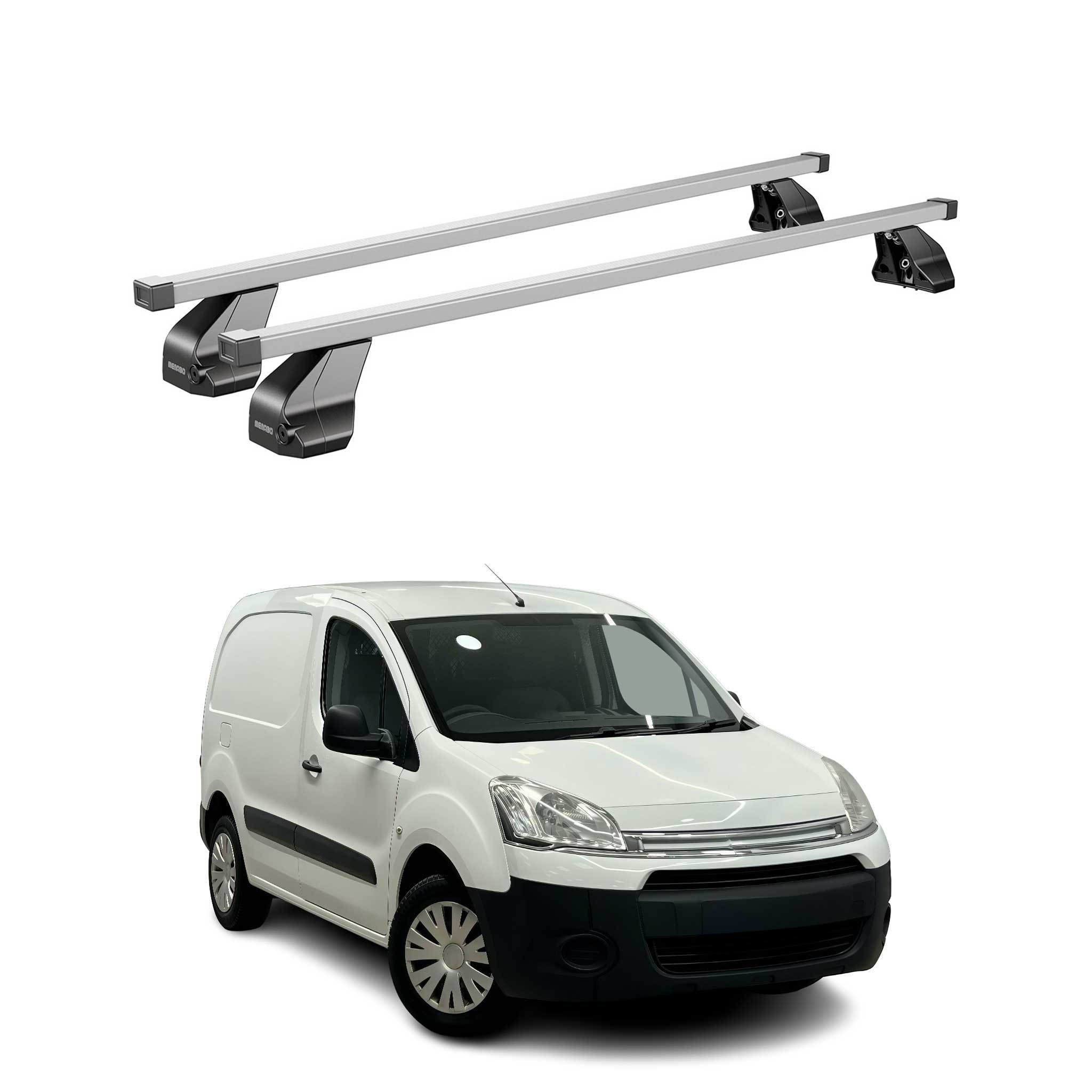Barres de toit transversales pour Citroen Berlingo II B9 2008-2018 Gris