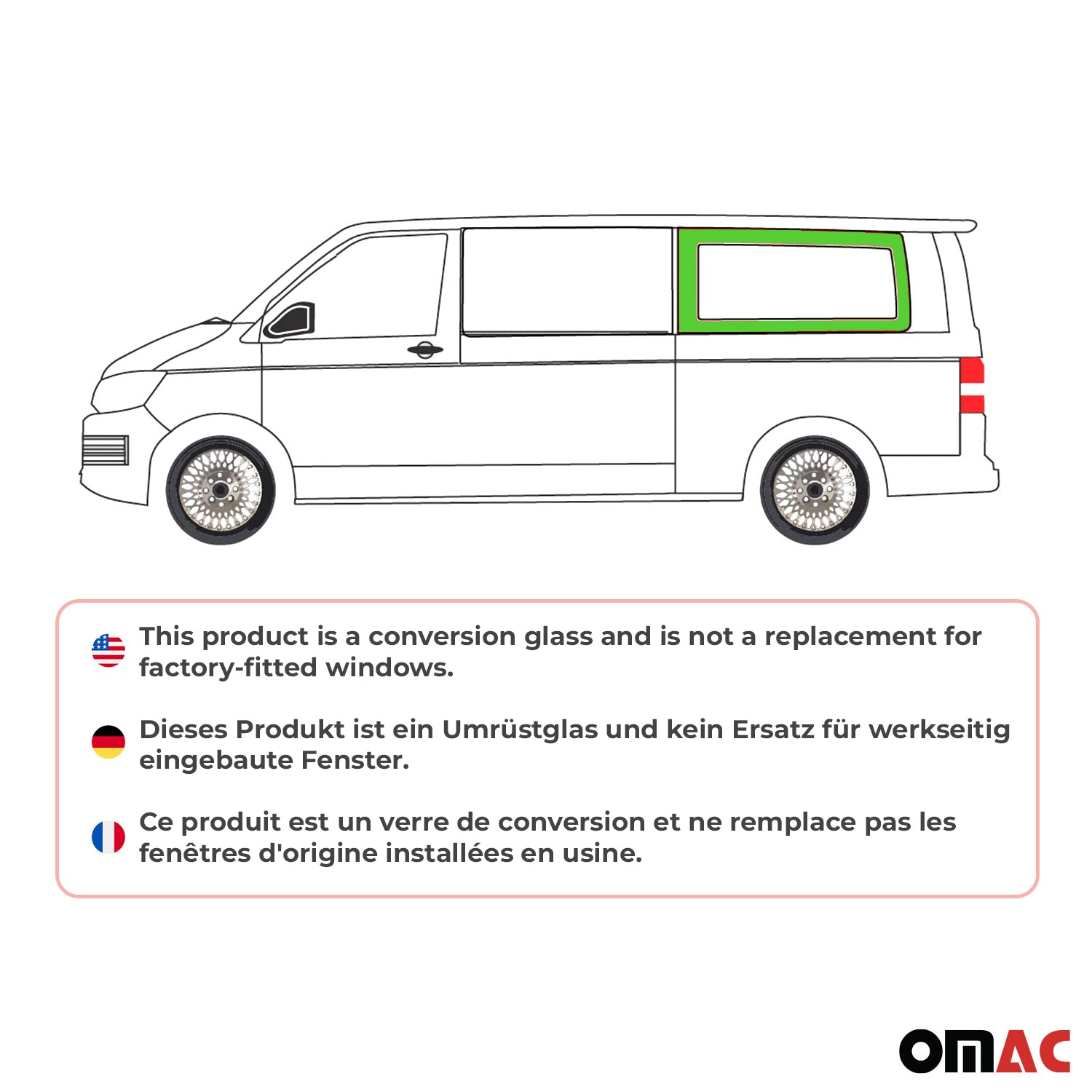Vitre de Porte pour VW T5 2003-2015 L2 Long Arrière Gauche Verre fixe