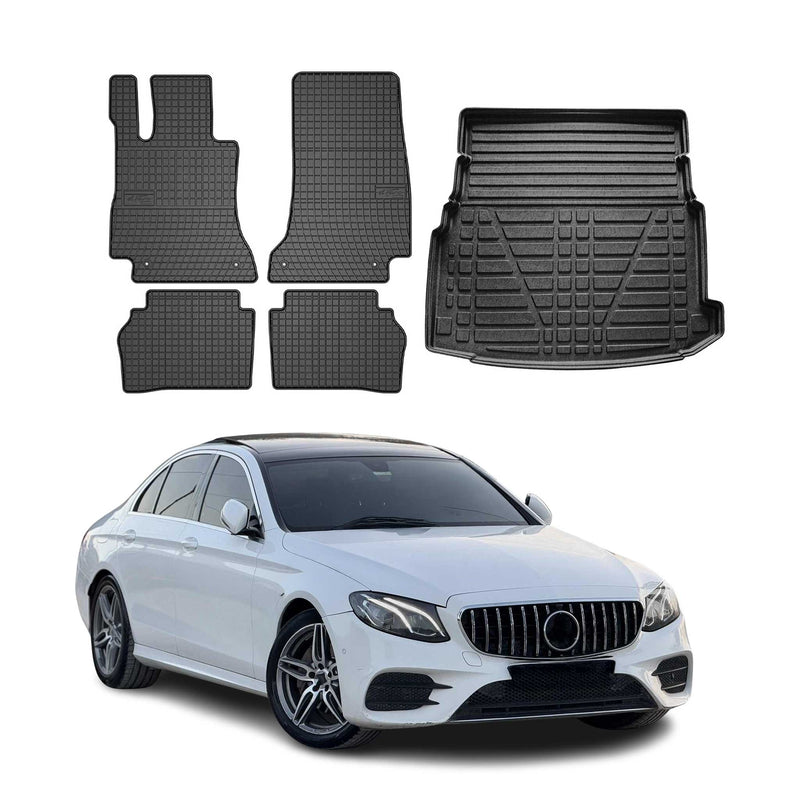 Kit Tapis de sol et coffre pour Mercedes E-Klasse 2017-2024 Berline TPE Noir