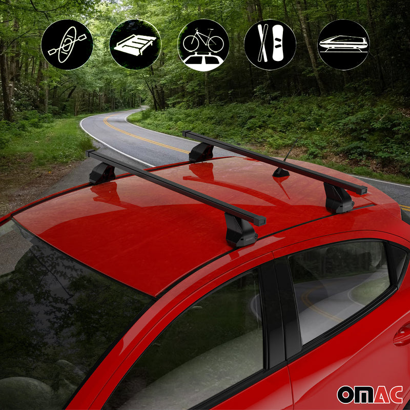 Barres de toit Transversales pour BMW Série 8 Gran Coupé 2019-25 Noir Acier 2x