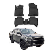 OMAC Tapis de sol pour Toyota Hilux 2015-2026 sur mesure en caoutchouc Noir