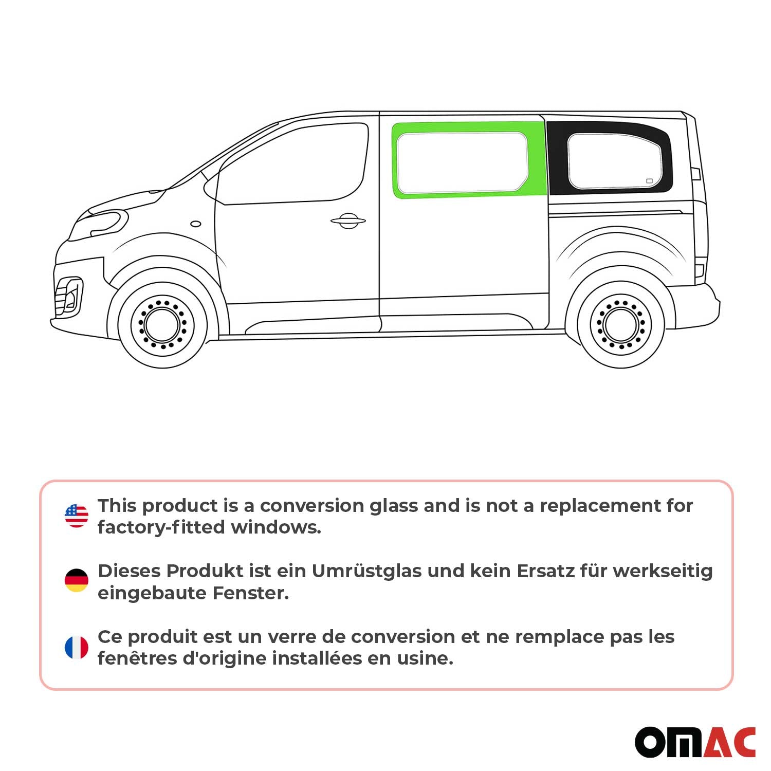 Vitre de Porte pour Opel Vivaro 2019-2024 L2 L3 Avant Gauche Verre fixe