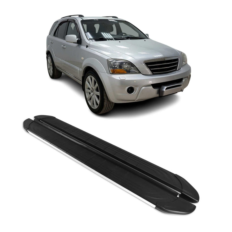 Marchepieds Latéraux pour Kia Sorento 2002-2009 Aluminium Gris Noir 2Pcs