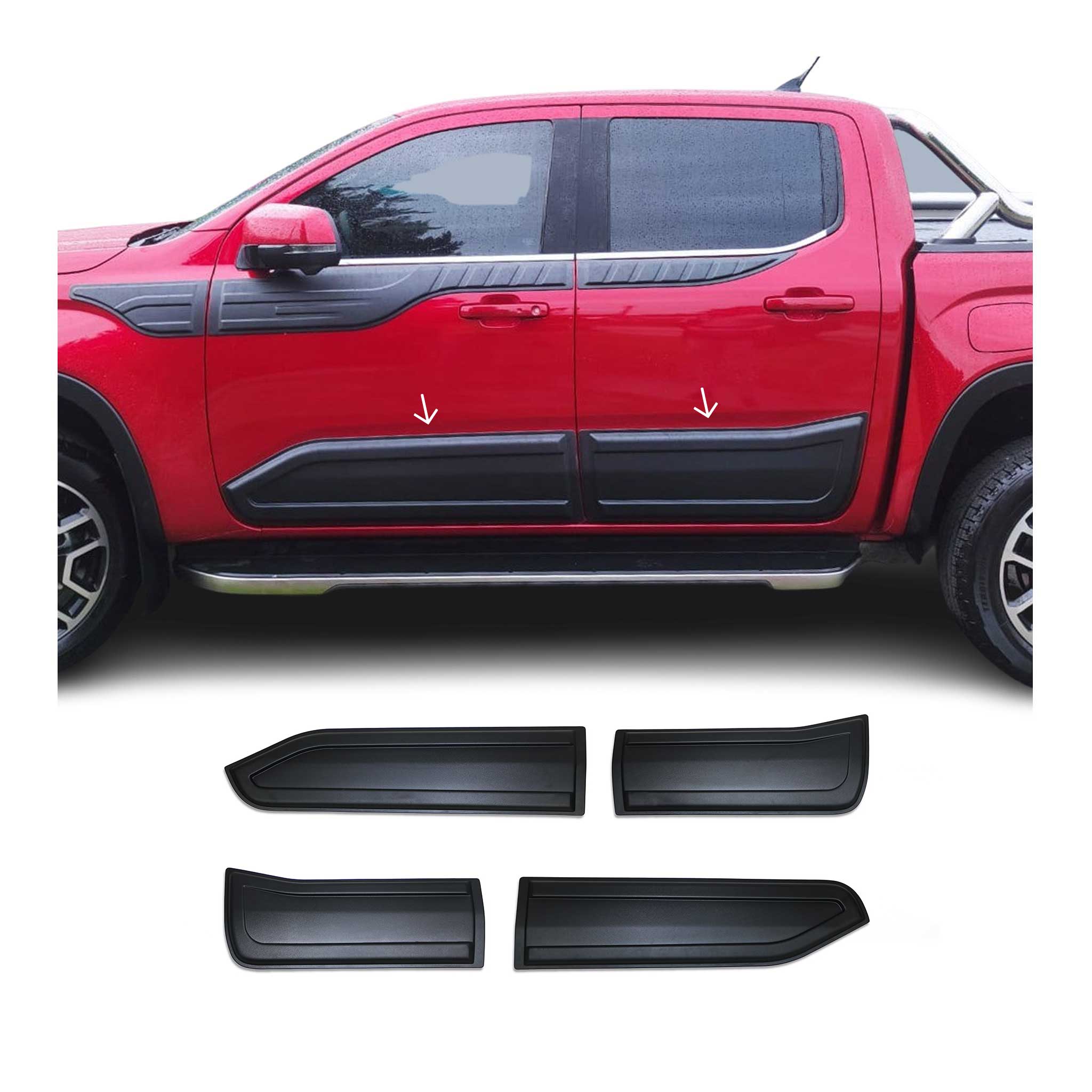 Habillage Moulures de carrosserie pour VW Amarok II 2023-2026 ABS Noir 4 Pcs