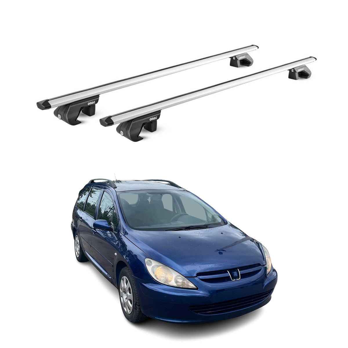 Barres de toit transversales pour Peugeot 307 Break 2002-2008 Alu Gris 2x ABE