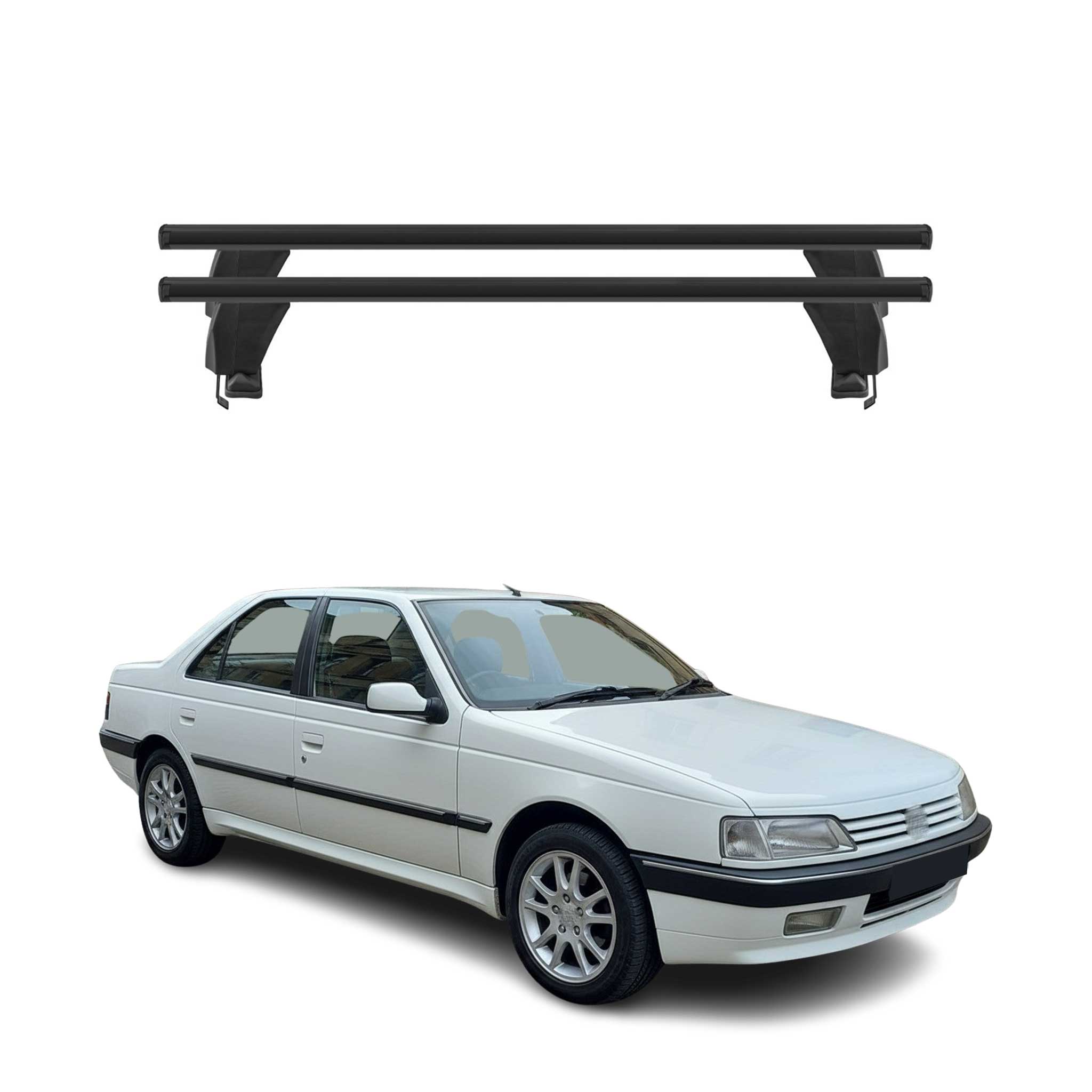 Barres de toit transversales pour Peugeot 405 Berline 1995-1999 Alu Noir 2x