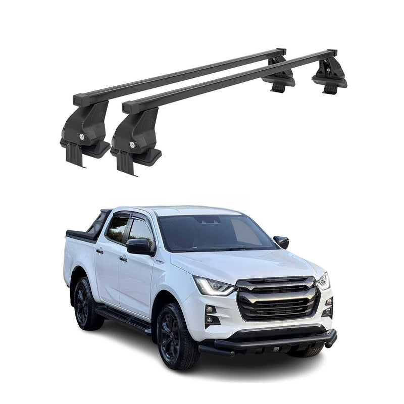 Menabo Barres de toit transversales pour Isuzu D-Max III 2019-2025 Acier Noir 2x
