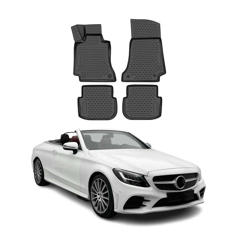 Tapis de sol pour Mercedes Classe C A205 2018-2021 Cabrio caoutchouc TPE 3D Noir