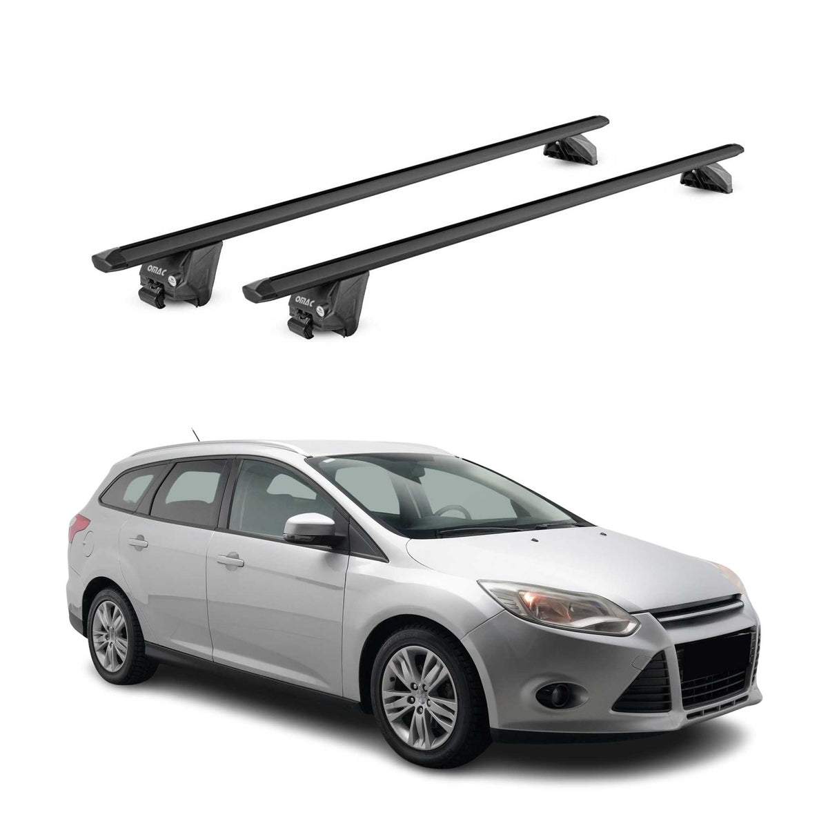 Barres de toit transversales pour Ford Focus III IV Break 2011-2025 Alu Noir 2x