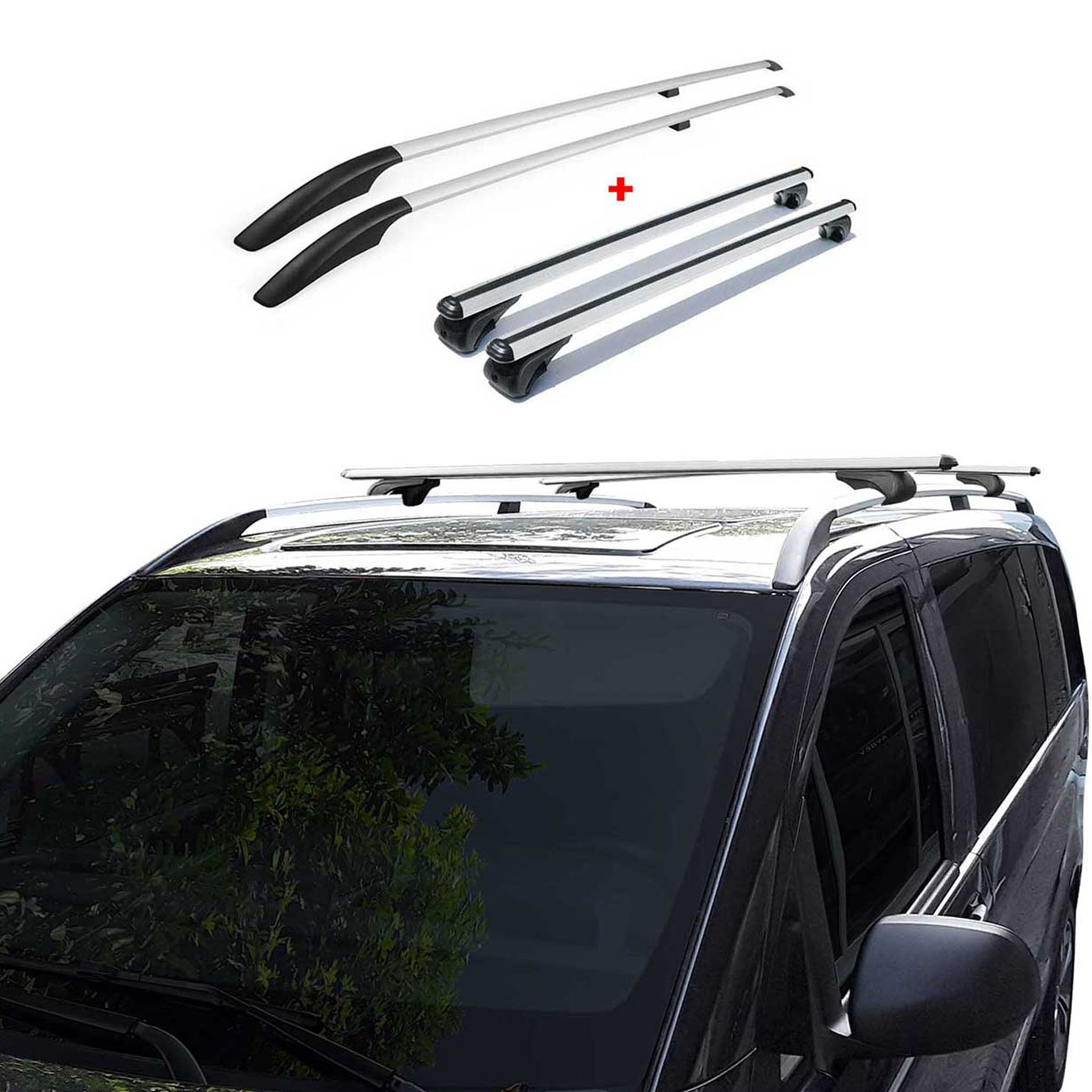 Kit Barres de toit pour VW Caddy 3 2003-2015 Alu Gris L2 Empattement Long 4x