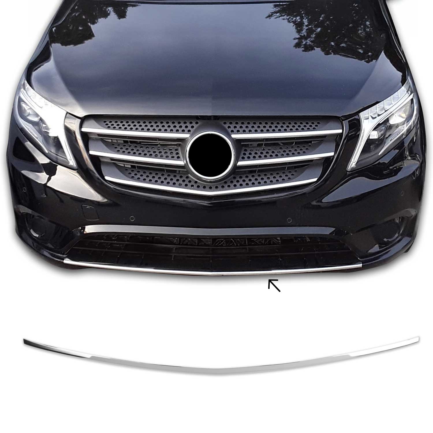 Garniture de Pare-chocs Avant pour Mercedes Vito W447 2014-2019 Acier Chromé
