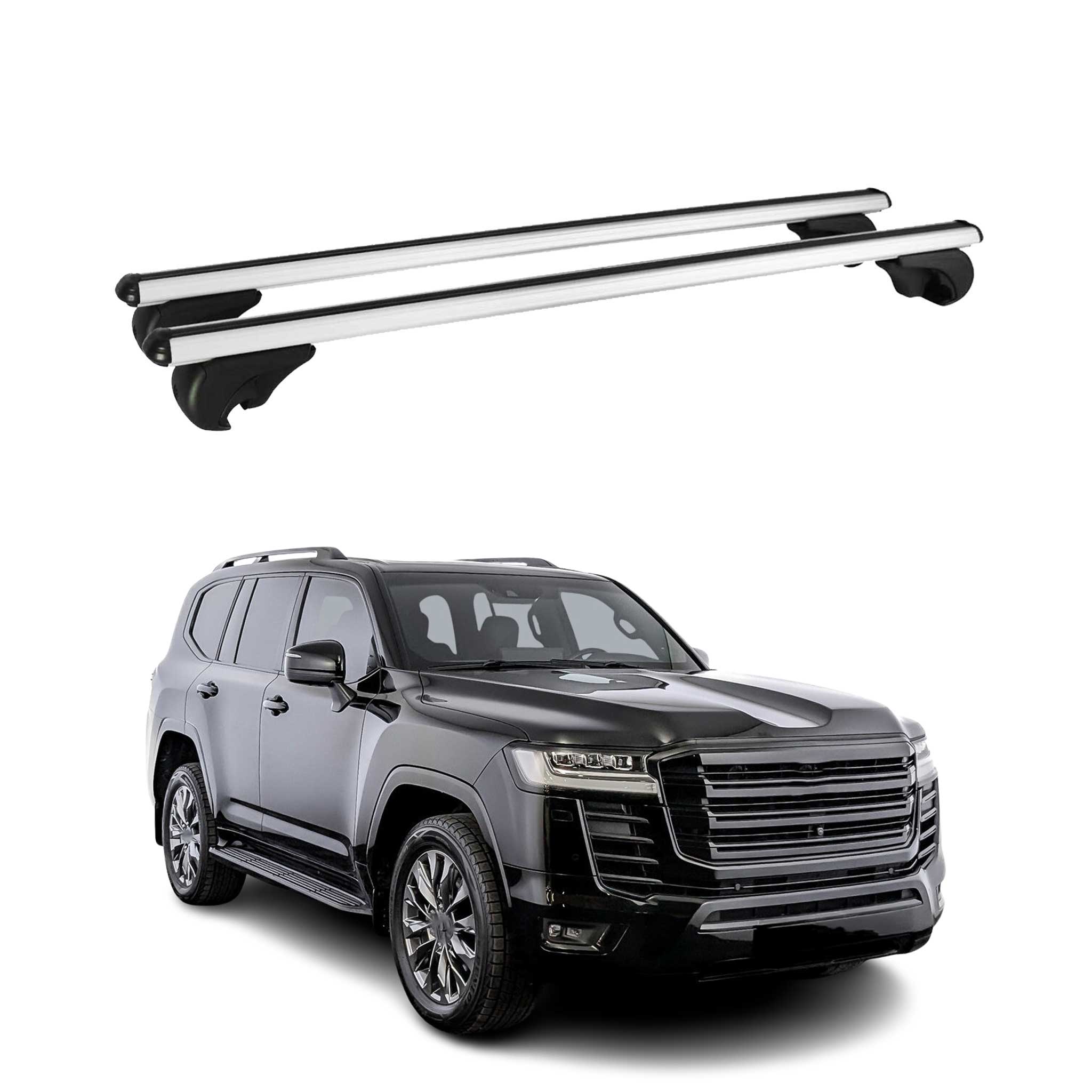 Barres de toit Transversales pour Toyota Land Cruiser 2022-2026 Aluminium Argent
