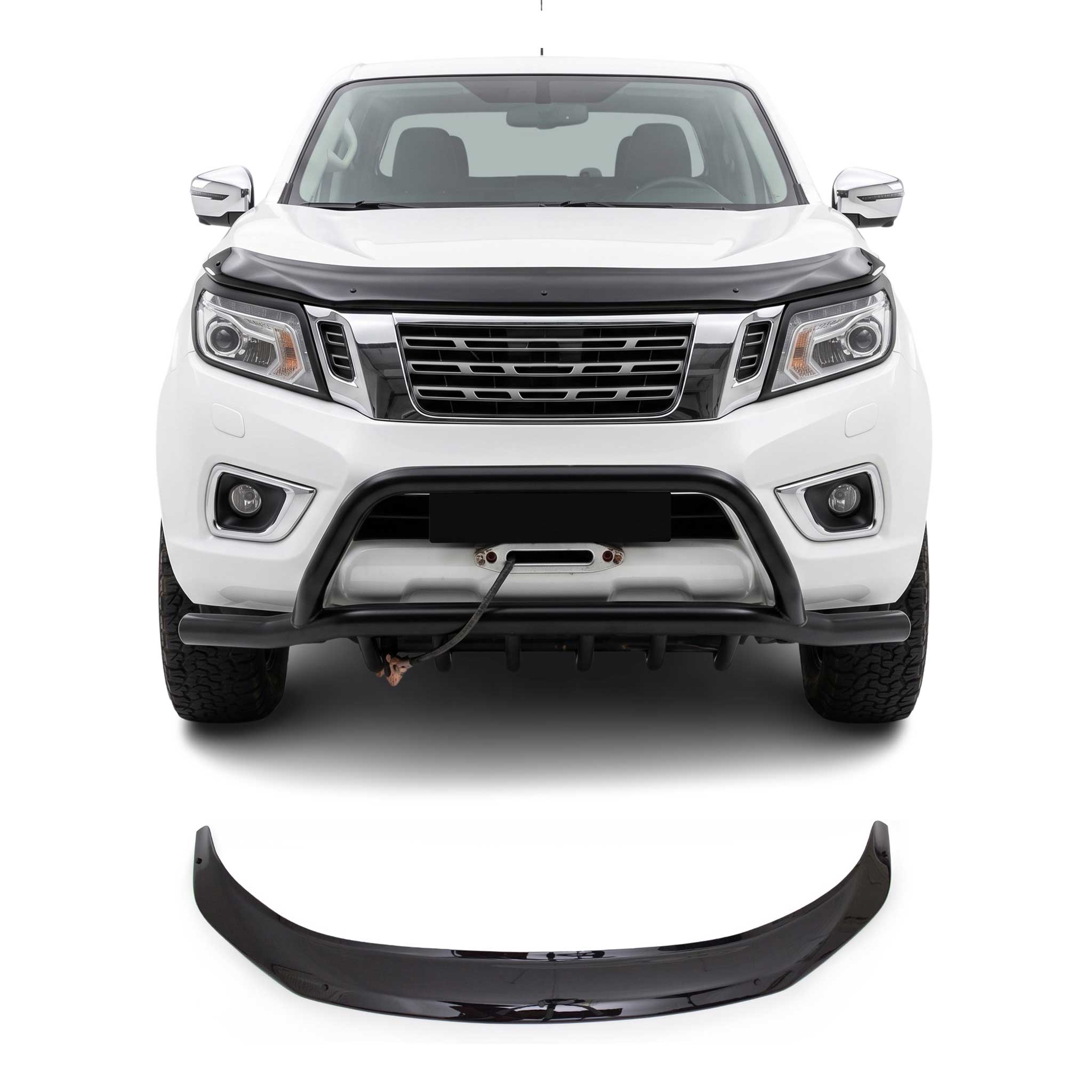 Deflecteurs d'air capot de voiture pour Nissan Navara D23 2015-20 Acrylique Noir