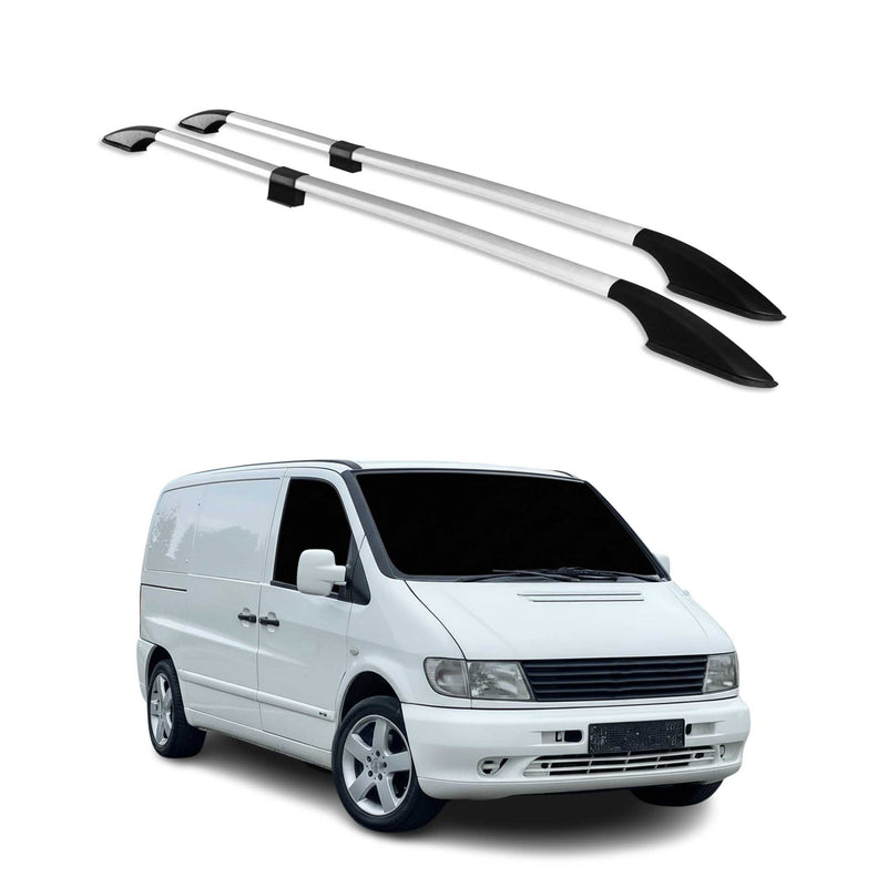 Barres de toit longitudinales pour Mercedes Vito W638 1996-2003 L1 Alu Gris