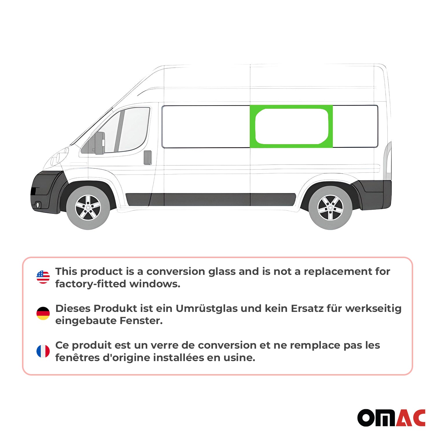 Fixe Vitre Porte pour Fiat Ducato 2006-2024 L3/L4 Long Gauche non coulissante