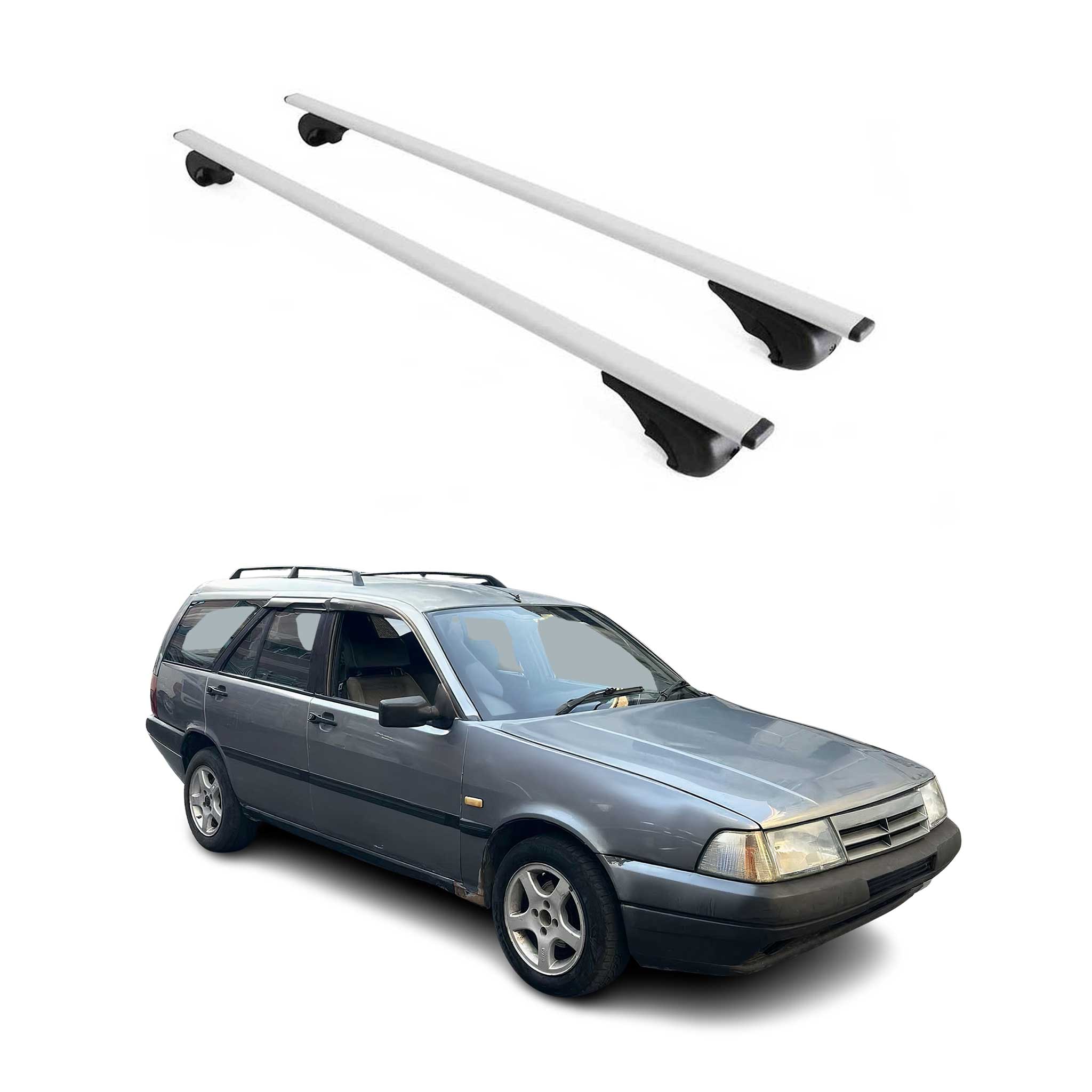 Barres de toit Transversales pour Fiat Tempra 1990-1996 Fer Argent