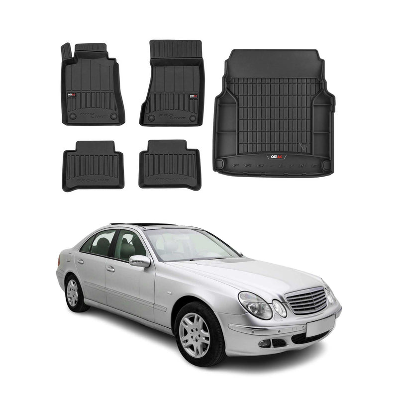 Kit Tapis de Sol et Coffre pour Mercedes Classe E 2002-2009 TPE Noir