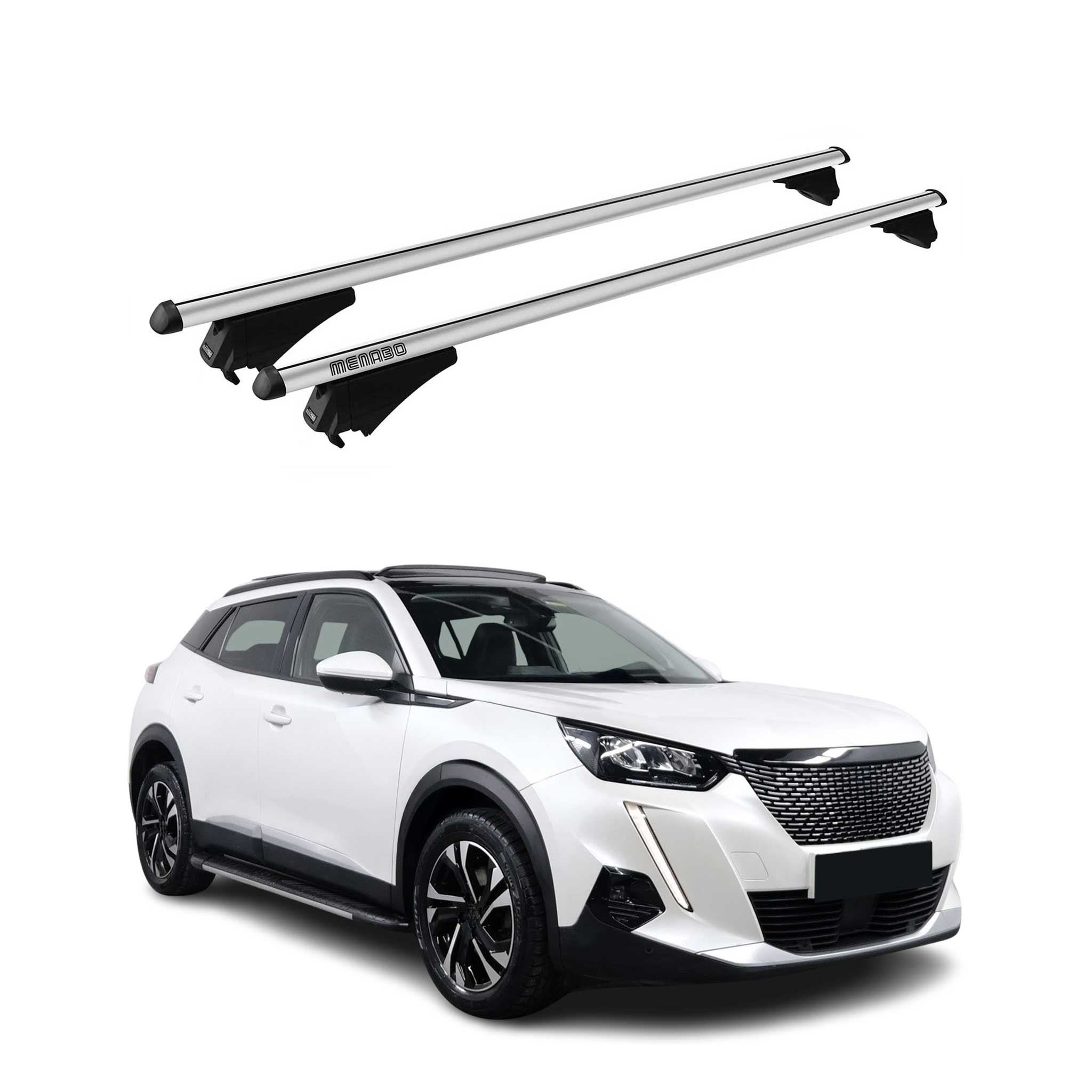 Tiger Barres de toit transversales pour Peugeot 2008 II 2019-2026 Alu Gris 2x