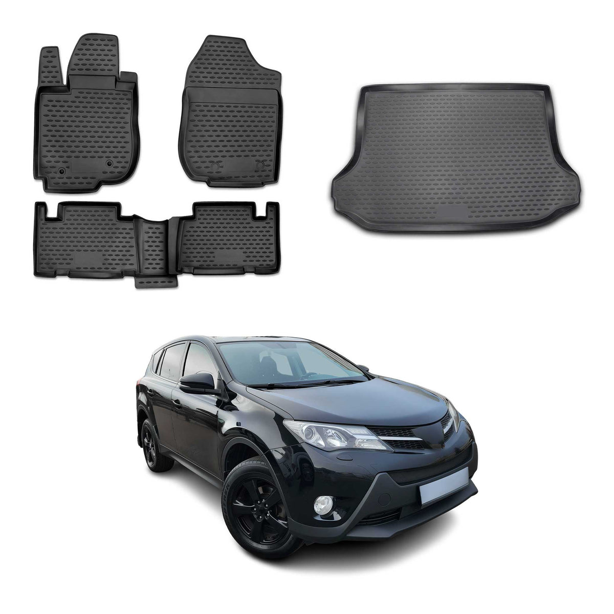 OMAC Kit Tapis de Sol et Coffre pour Toyota RAV4 III 2010-2012 Facelift