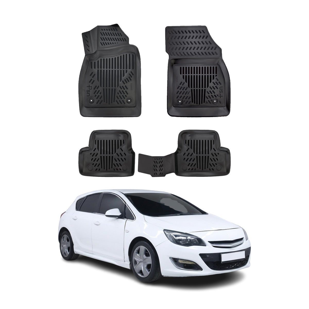 Tapis de sol pour Opel Astra J 2009-2015 Noir 3D en Caoutchouc TPE 4Pcs