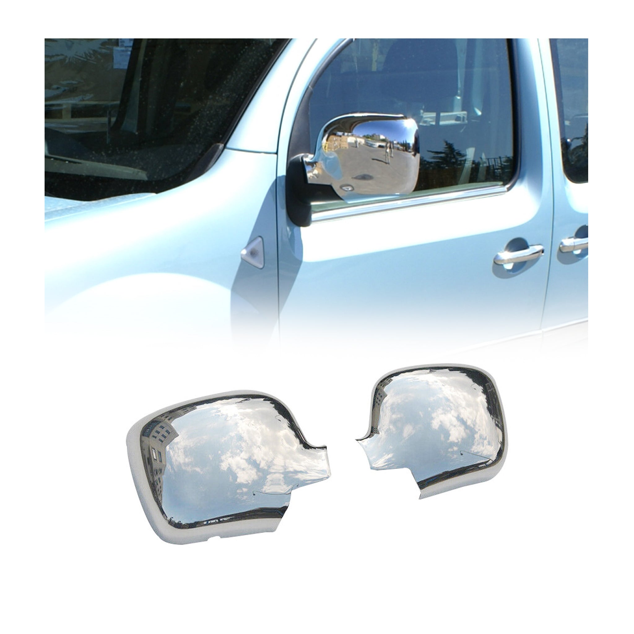 Coques de Rétroviseurs pour Renault Kangoo FL 2004-2007 2x Acier Inox Chromé