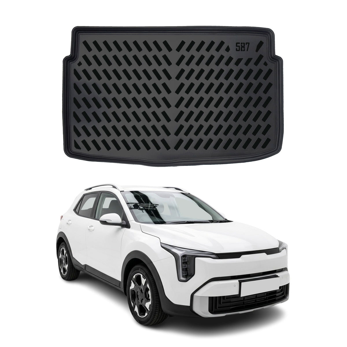 Tapis de coffre pour Kia Stonic 2026-2027 Noir 3D en Caoutchouc TPE
