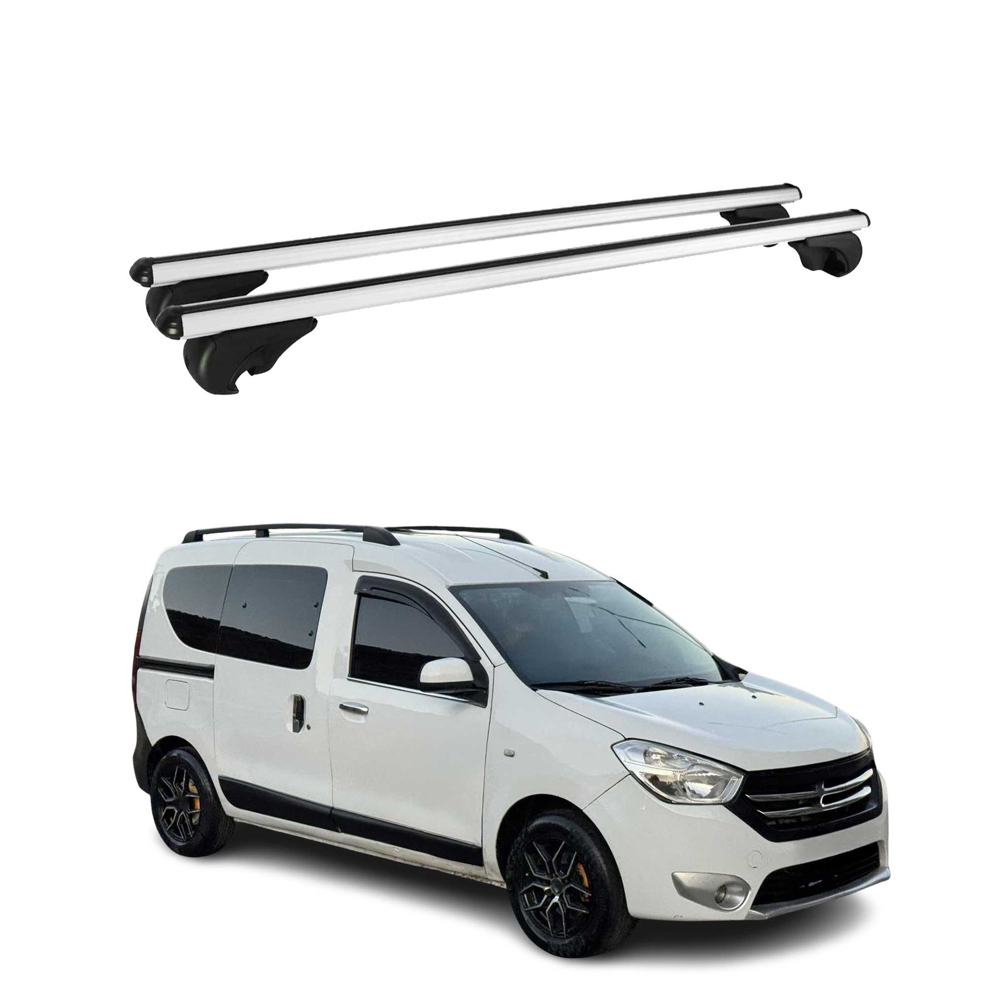 Barres de toit Transversales pour Dacia Dokker 2012-2021 Aluminium Argent