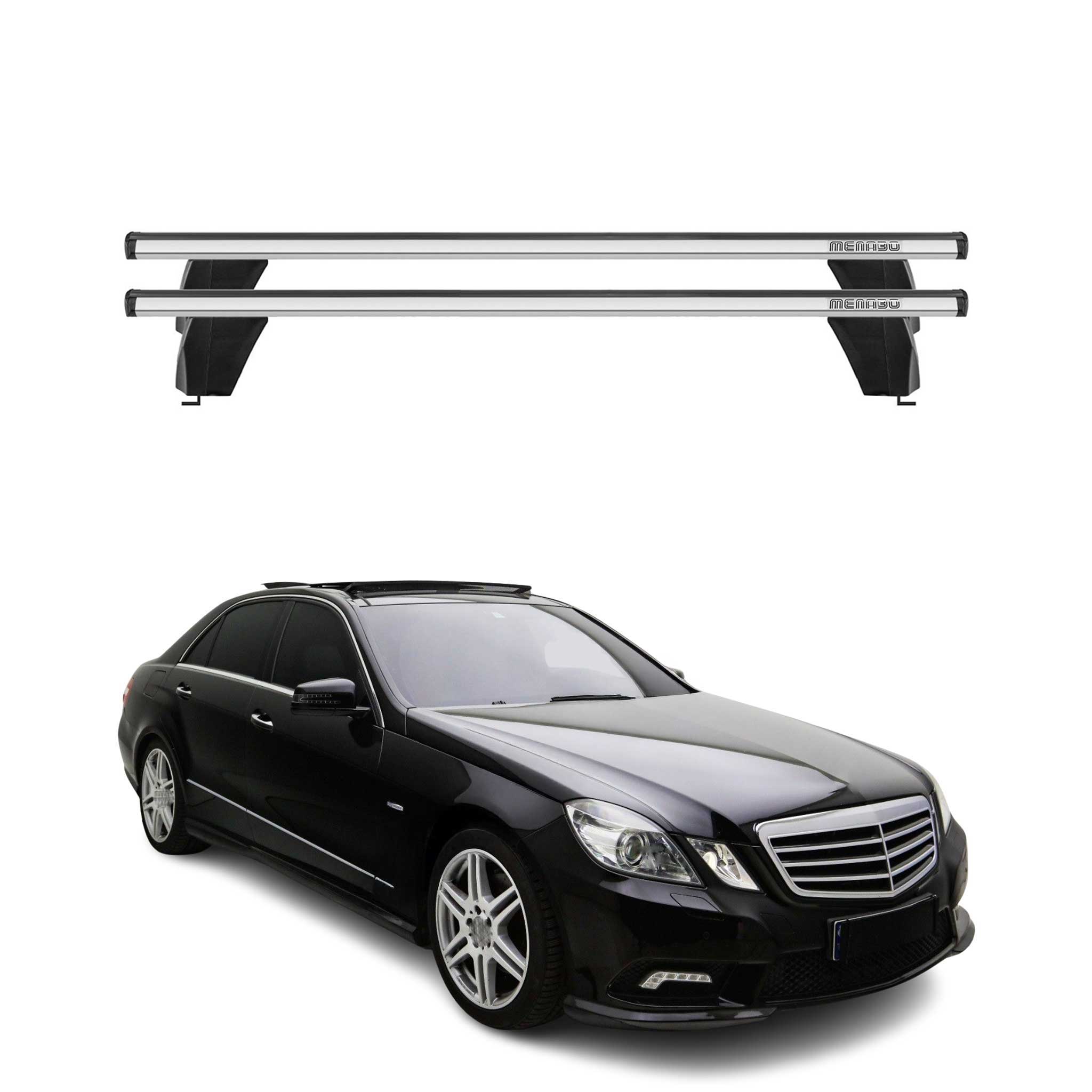 Menabo Barres de toit Transversales pour Mercedes Classe E W212 2009-2013 Gris