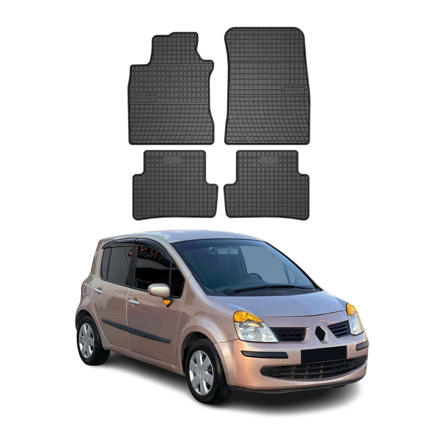 Tapis de Sol pour Renault Modus 2004-2012 Caoutchouc Noir