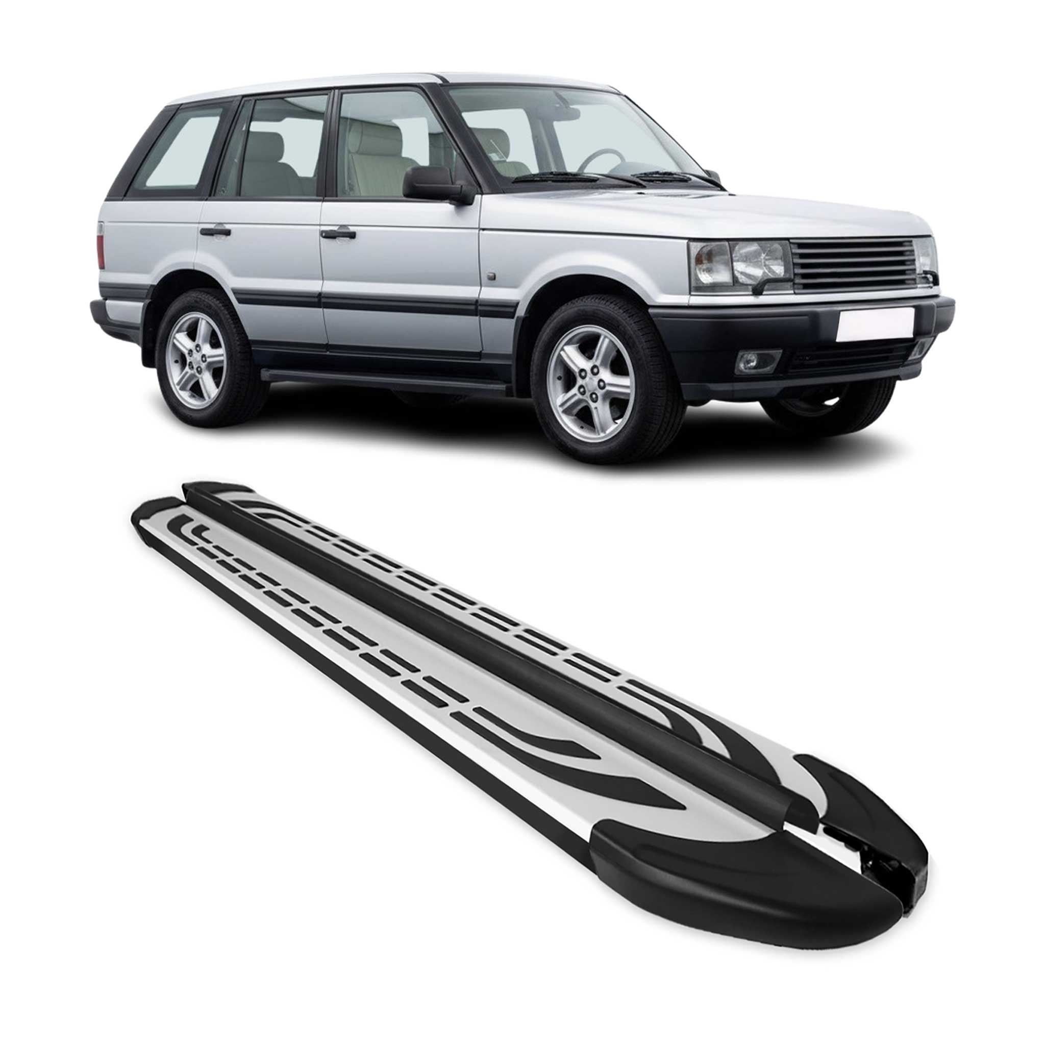 Marchepieds Latéraux pour Land Rover Range Rover Vogue 1994-2001 Alu Gris Noir