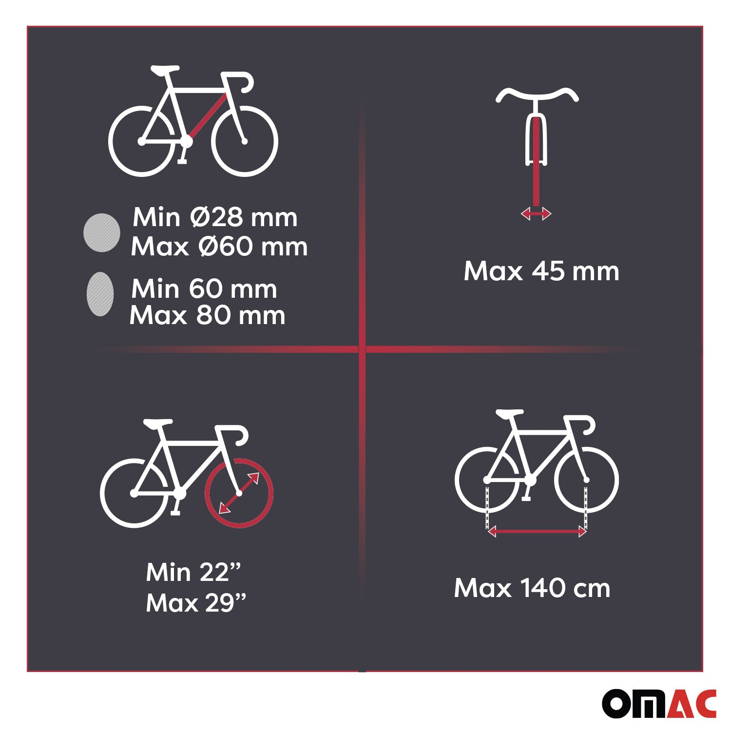 2 Menabo Porte-vélo de toit Huggy Pour 2 Vélo 15kg en Acier Argent