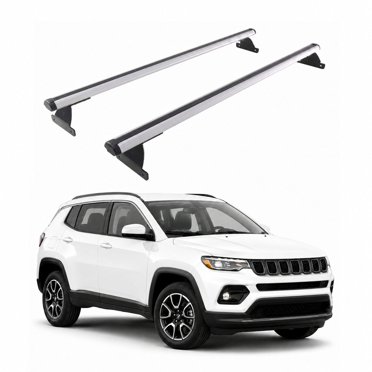 Barres de toit transversales pour Jeep Compass II 2017-2025 Aluminium Gris